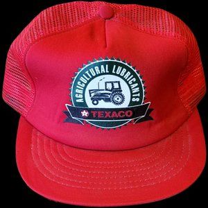VINTAGE Texaco Agricultural Lubricants Red Mesh Trucker Hat Snapback